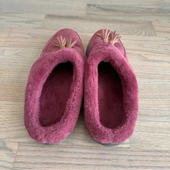 VIONIC Microfiber Slippers with Suede Tassel Faux Fur - Perrin Size 11 - Picture 3 of 7